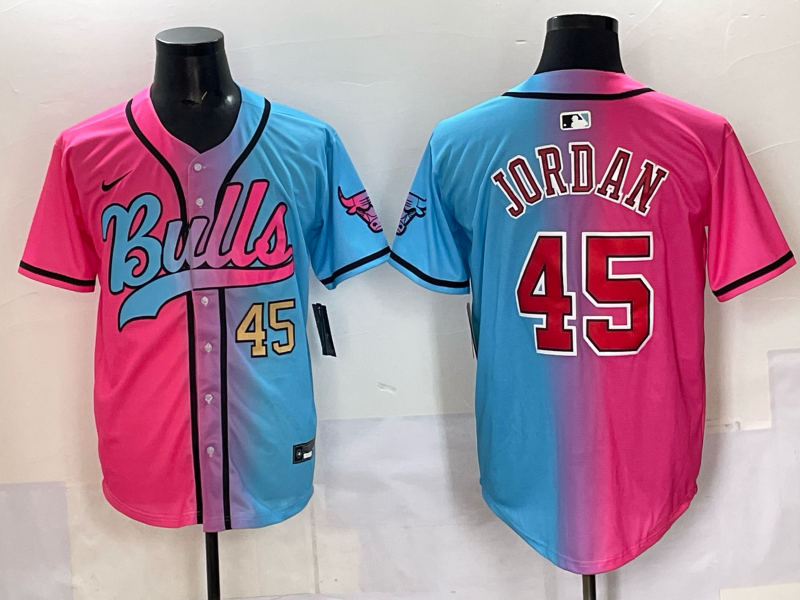 Men Chicago Bulls Nike #45 Jordan Blue pink NBA 2025 Jersey style 002->->NBA Jersey